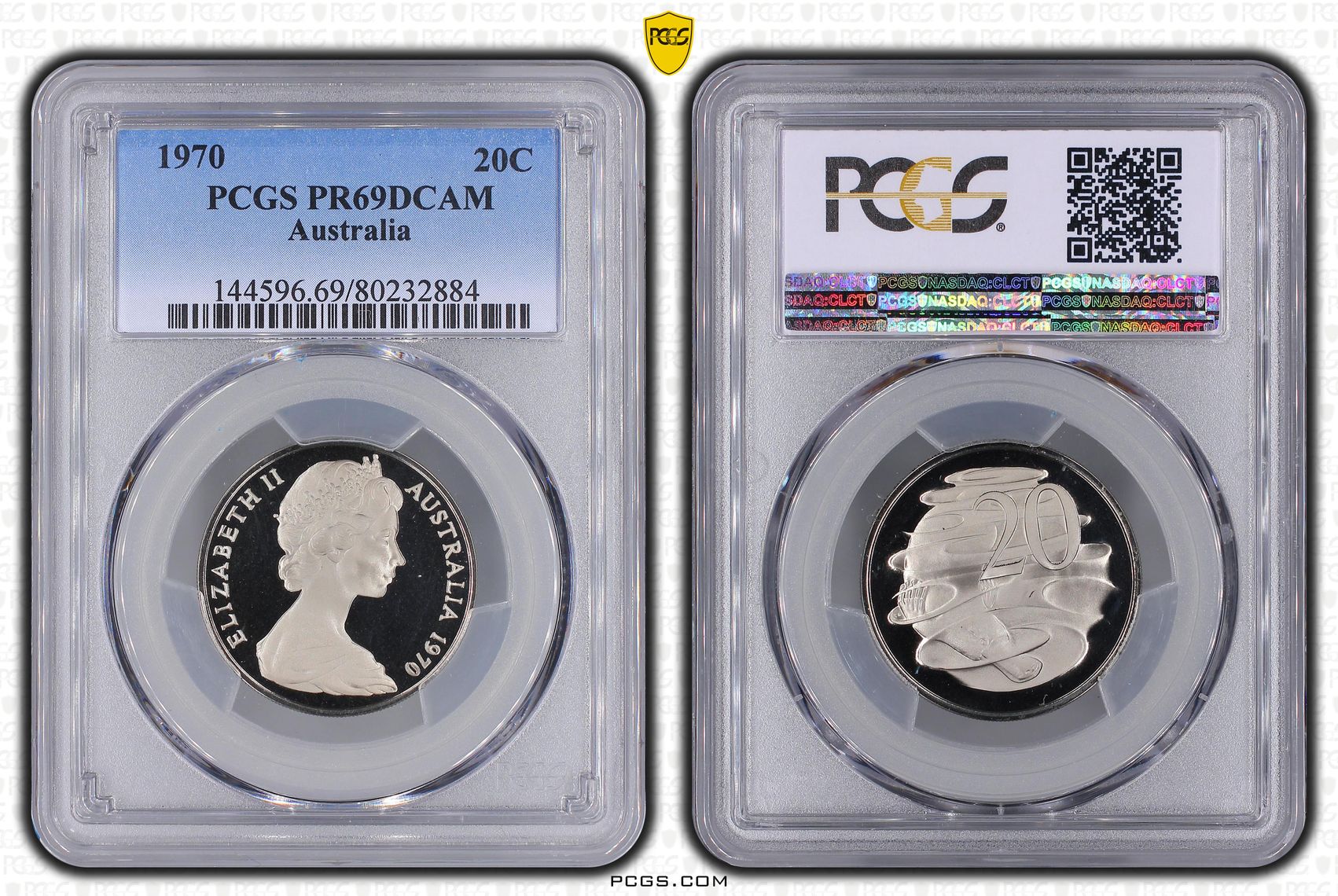 Elizabeth II, Twenty Cent, 1970, PCGS PR69DCAM