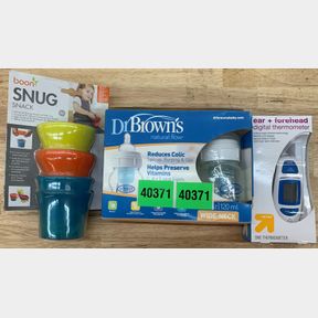 BOON SNUG SNACK 3 PACK , DR BROWNS NATURAL FLOW BOTTLES & DIGITAL THERMOMETER