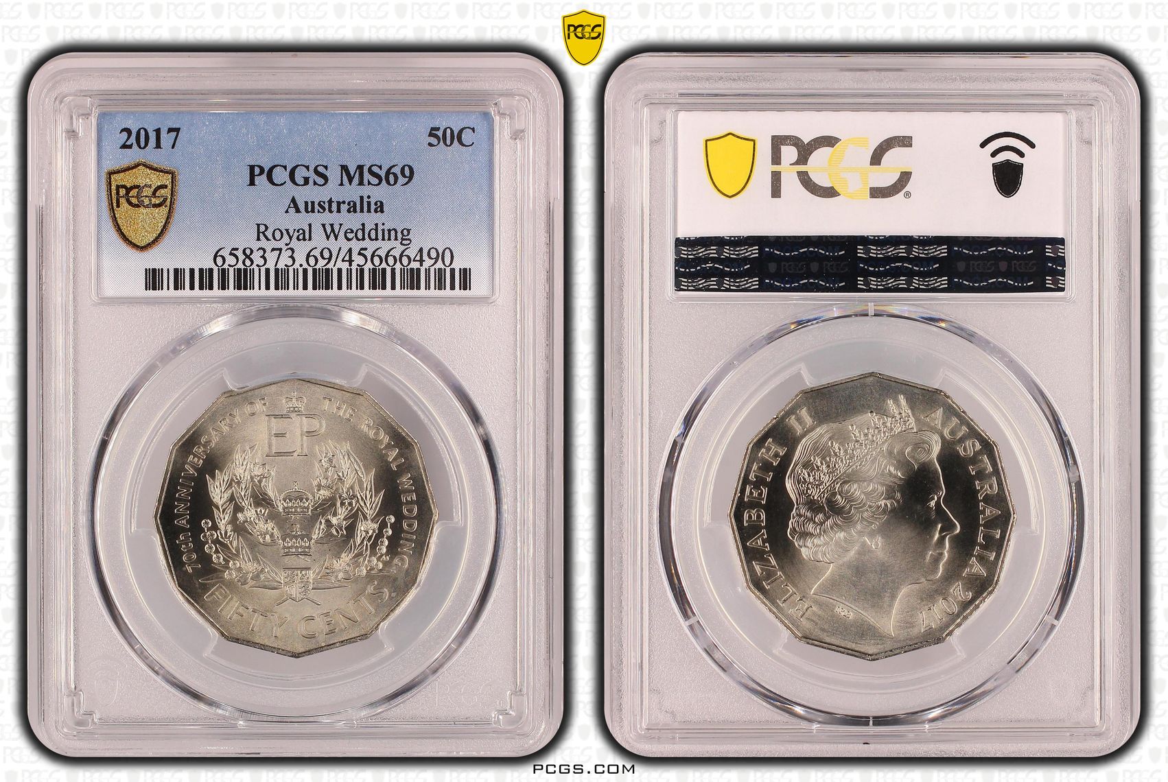 Elizabeth II, Royal Wedding 70th Anniversary, Fifty Cent, 2017, PCGS MS 69