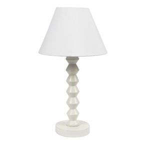White Wash Wooden Bedside Lamp with White Polycotton Lamp Shade | NOT TESTED