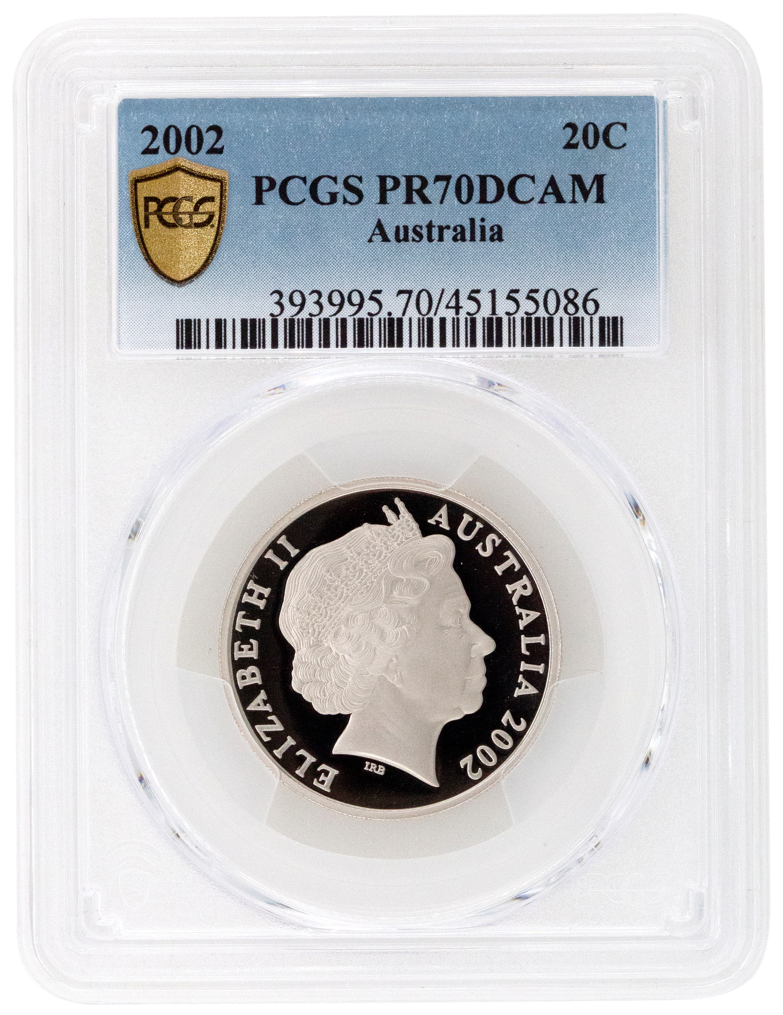 Elizabeth II, Twenty Cent, 2002, PCGS PR 70DCAM