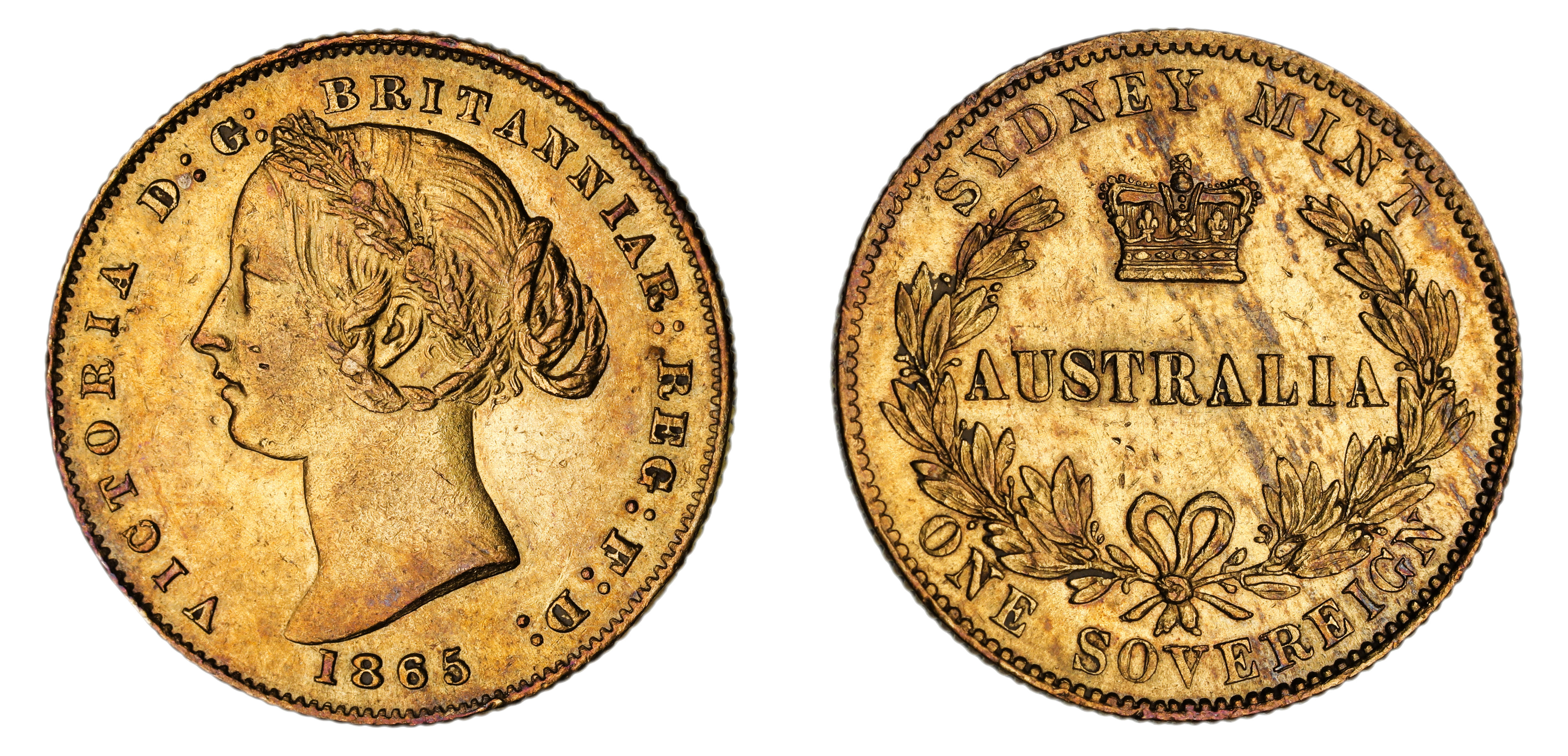 Victoria, Sydney Mint Reverse - Type II, Sovereign, 1865, EF