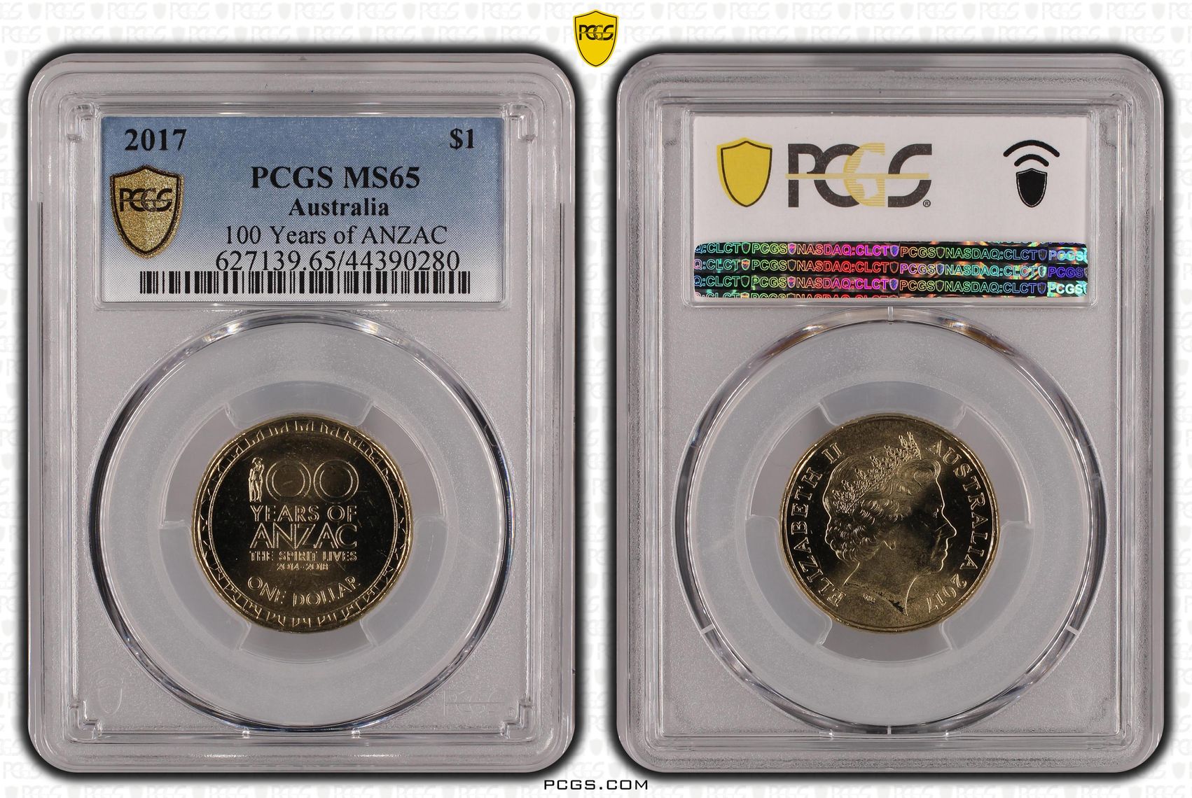 100 Years of ANZAC, One Dollar, 2017, PCGS MS65