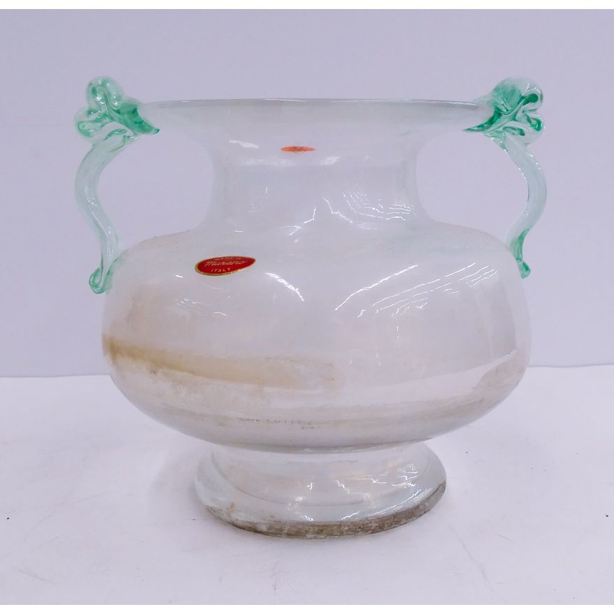 Murano Glass Handled Vase- 8''
