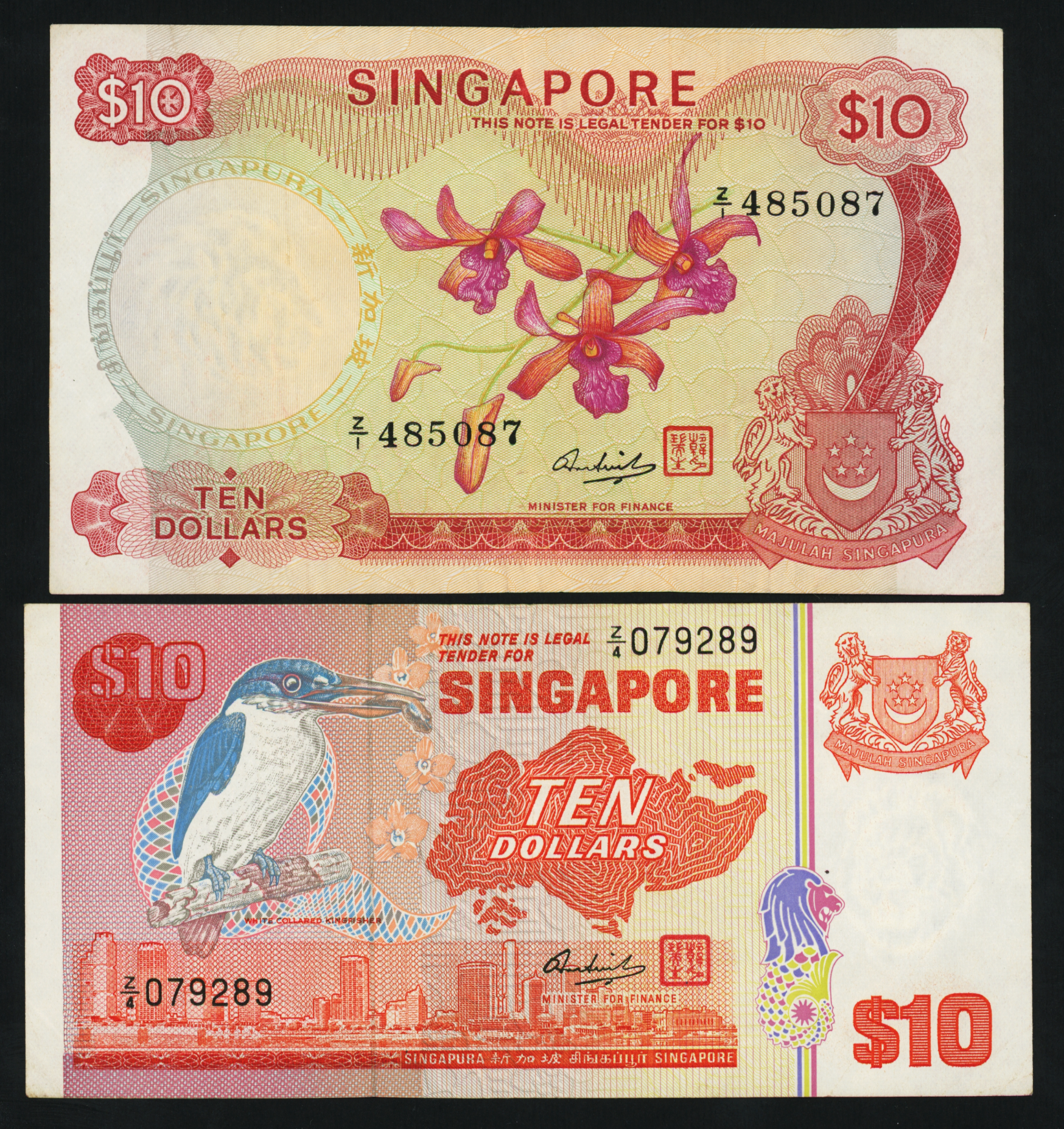 Singapore Orchid 1973 $10 HSS with seal Replacement Z/1 485087 