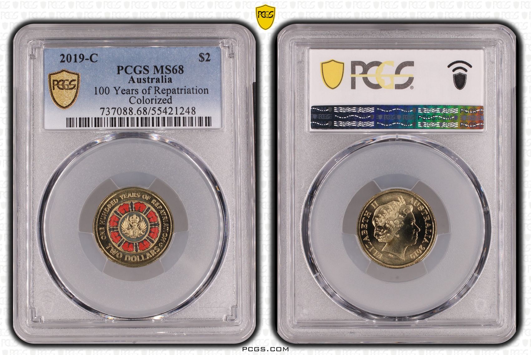 100 Years of Repatriation Colorized, Two Dollar, 2019-C, PCGS MS68