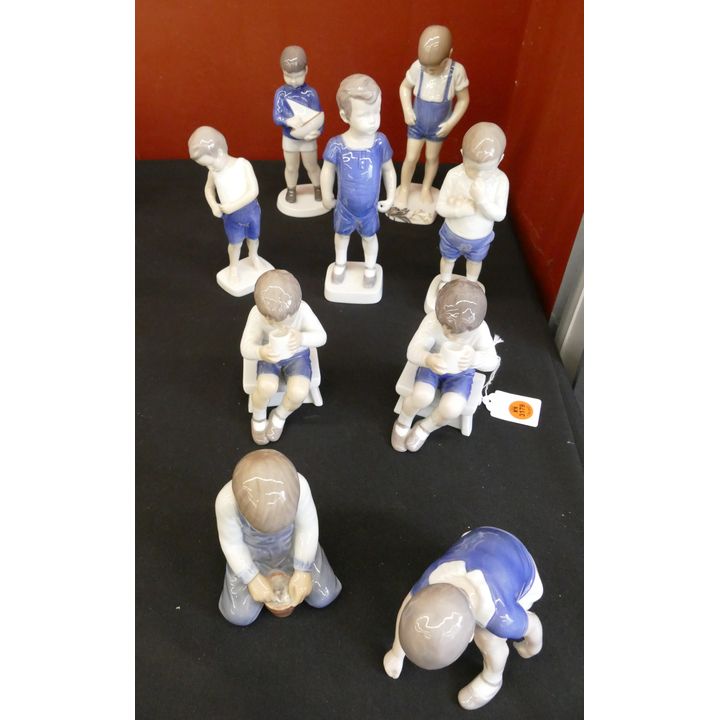 9pc B&G Denmark Porcelain Figurines of Boys