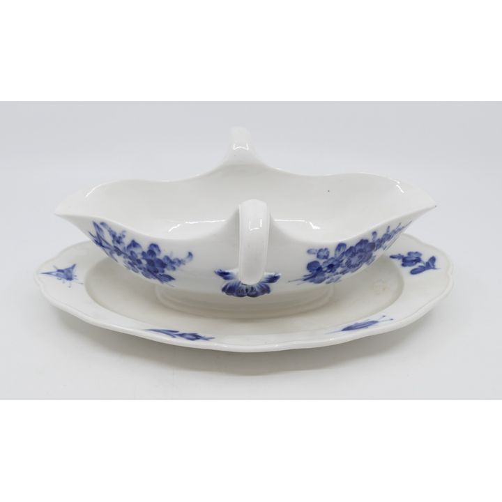 Meissen Blue Flowers and Insects Porcelain Gravy Boat