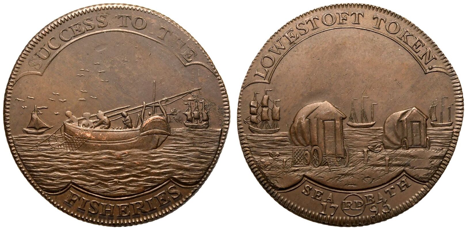 Suffolk 1795 Copper Halfpenny Token Fisheries Extremely fine | The