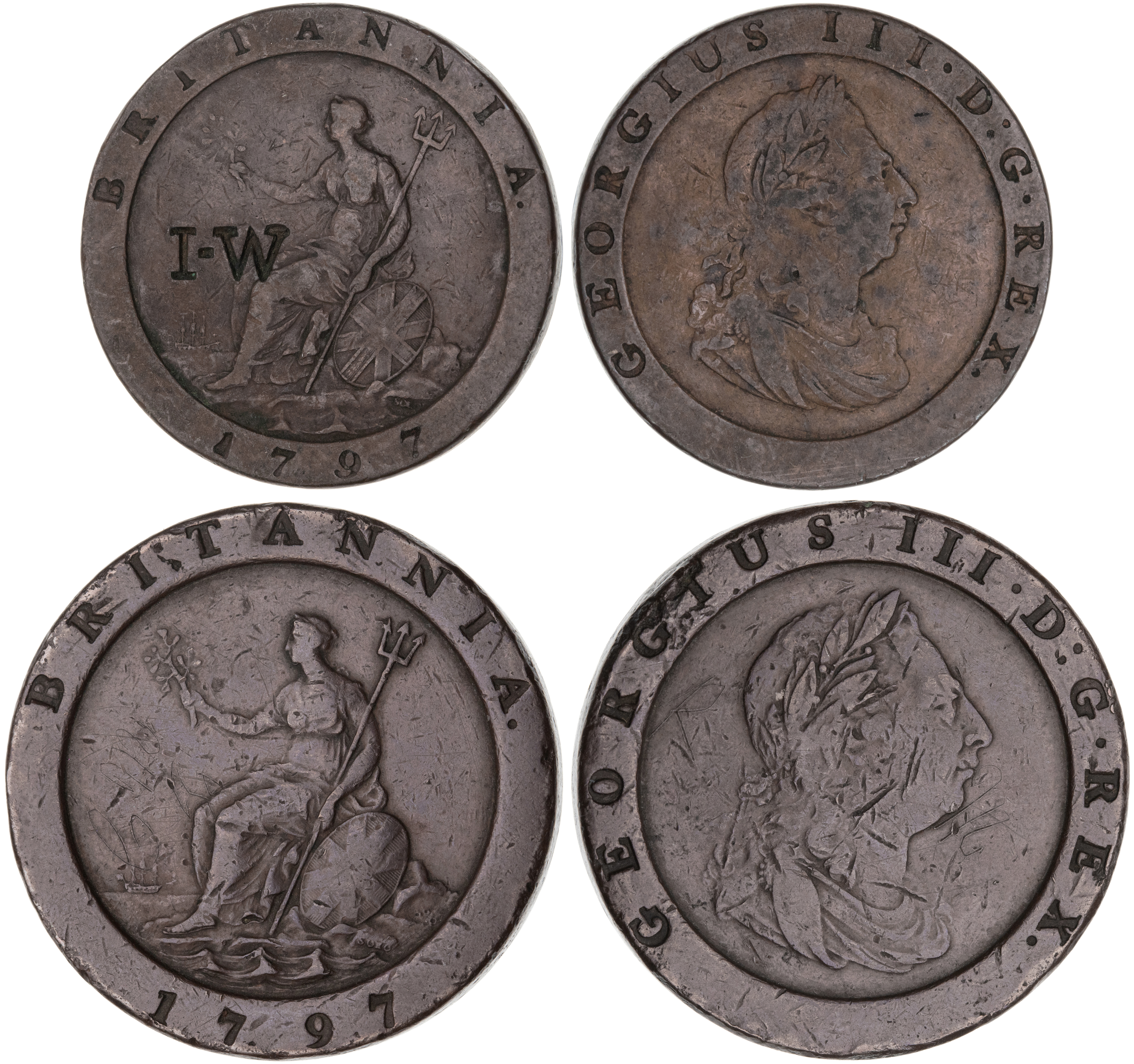 Great Britain, George III, Twopence & Penny, 1797, F - aVF