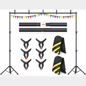 FORLOGIC 10X7.5FT BACKDROP STAND, HEAVY DUTY ADJUSTABLE PHOTO BACK DROP STAND KIT FOR PARTIES, PHOTOGRAPHY, BANNER STAND (INCLUDES