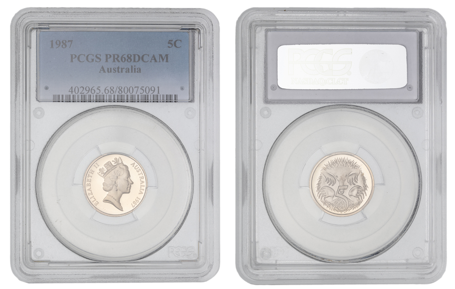 Elizabeth II, Five Cent, 1987, PCGS PR68DCAM