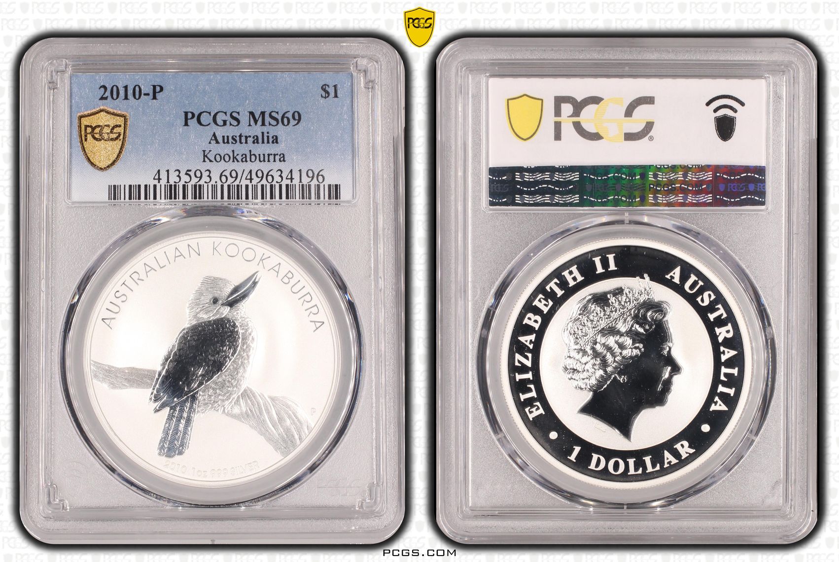 232 · Kookaburra 1oz Silver, One Dollar, 2010-P, PCGS MS69