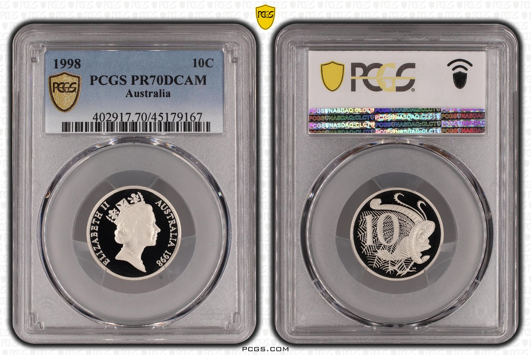 Ten Cent, 1998, Pcgs Pr70dcam