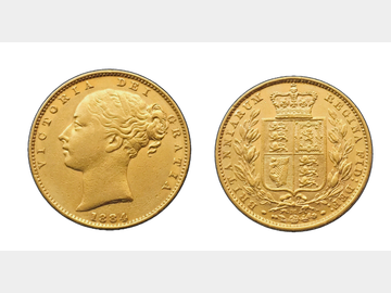 1884 Queen Victoria Young Head Melbourne Mint Shield Gold Sovereign.