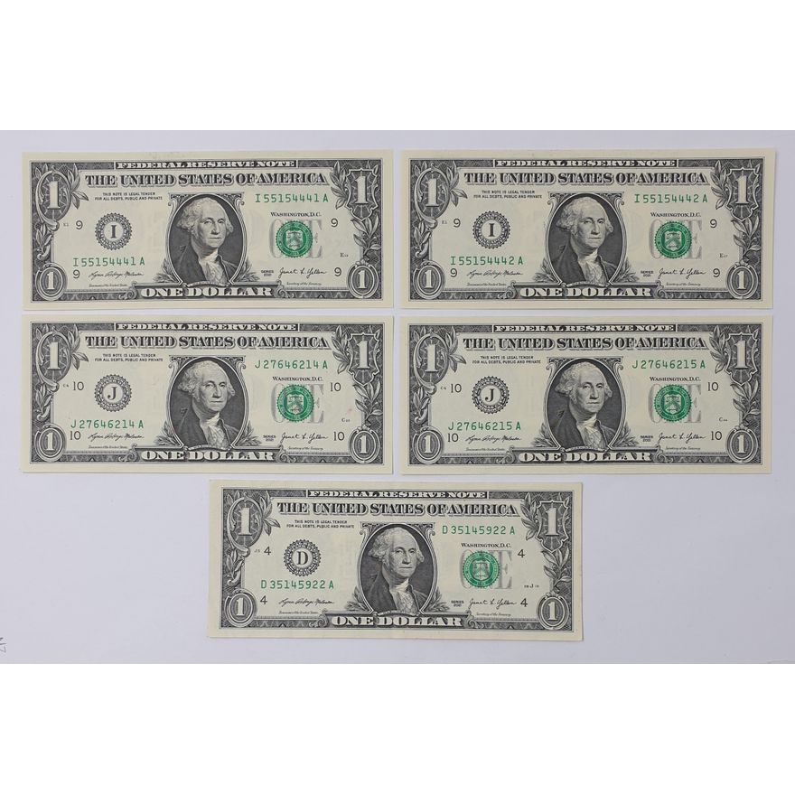 US M/Y $1 Notes (x5)