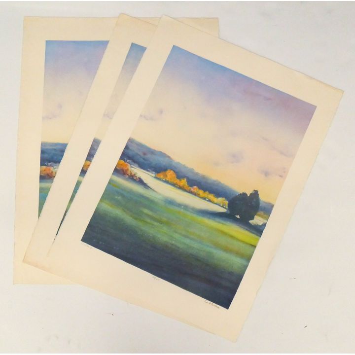 3pc Kent Lovelace ''Orchard'' Lithographs 30''x22'' Sheets.
