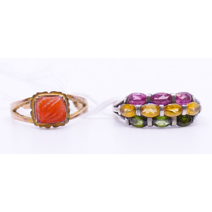 2pc Victorian and Sterling Rings- Size 7 approx