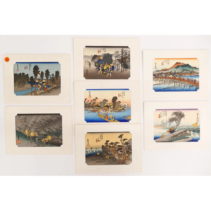 7pc Utagawa Hiroshige Small Woodblock Prints- 6.75x8.5'' each