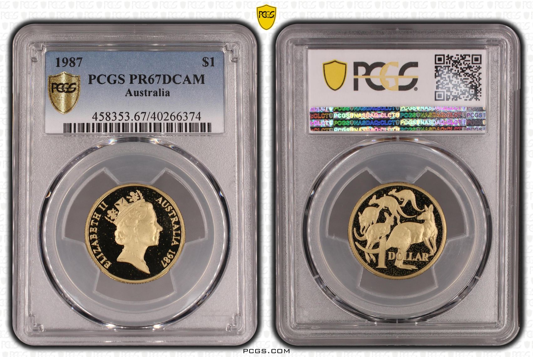 1987 Australia One Dollar, $1 PCGS - PR67DCAM -374