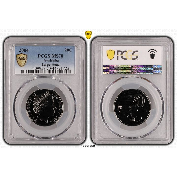 2004 Australia Twenty Cent, 20c Large Head PCGS - MS70 POP 5/0 -725