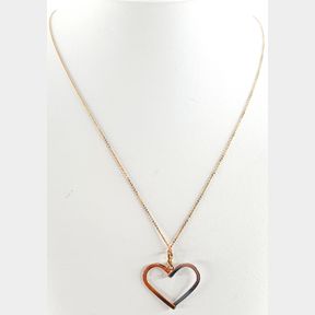 9CT GOLD PLATED & 925 SILVER HEART PENDANT & CHAIN - 51929/10063