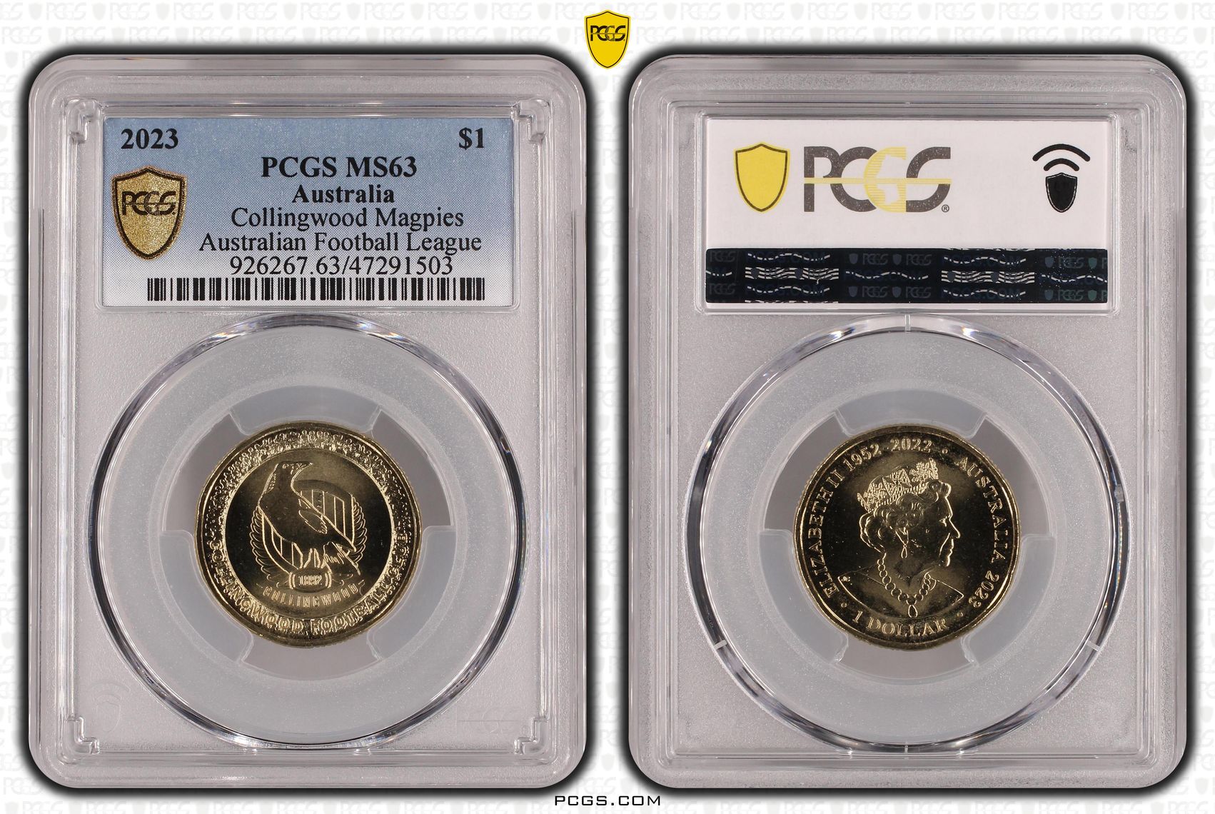 AFL - Collingwood Magpies, One Dollar, 2023, PCGS MS 63