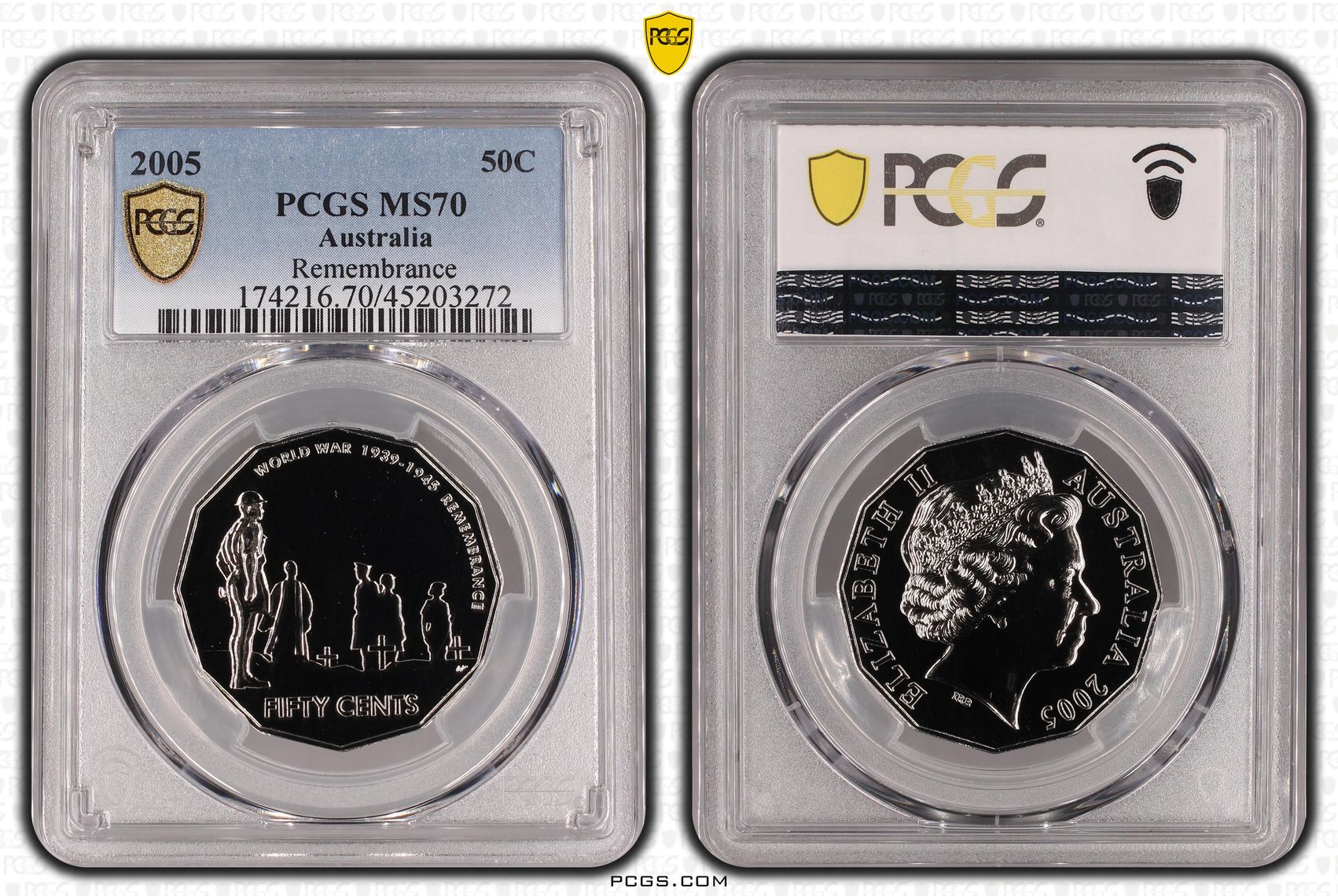 Remembrance, POP 6/0, Fifty Cent, 2005, PCGS MS70