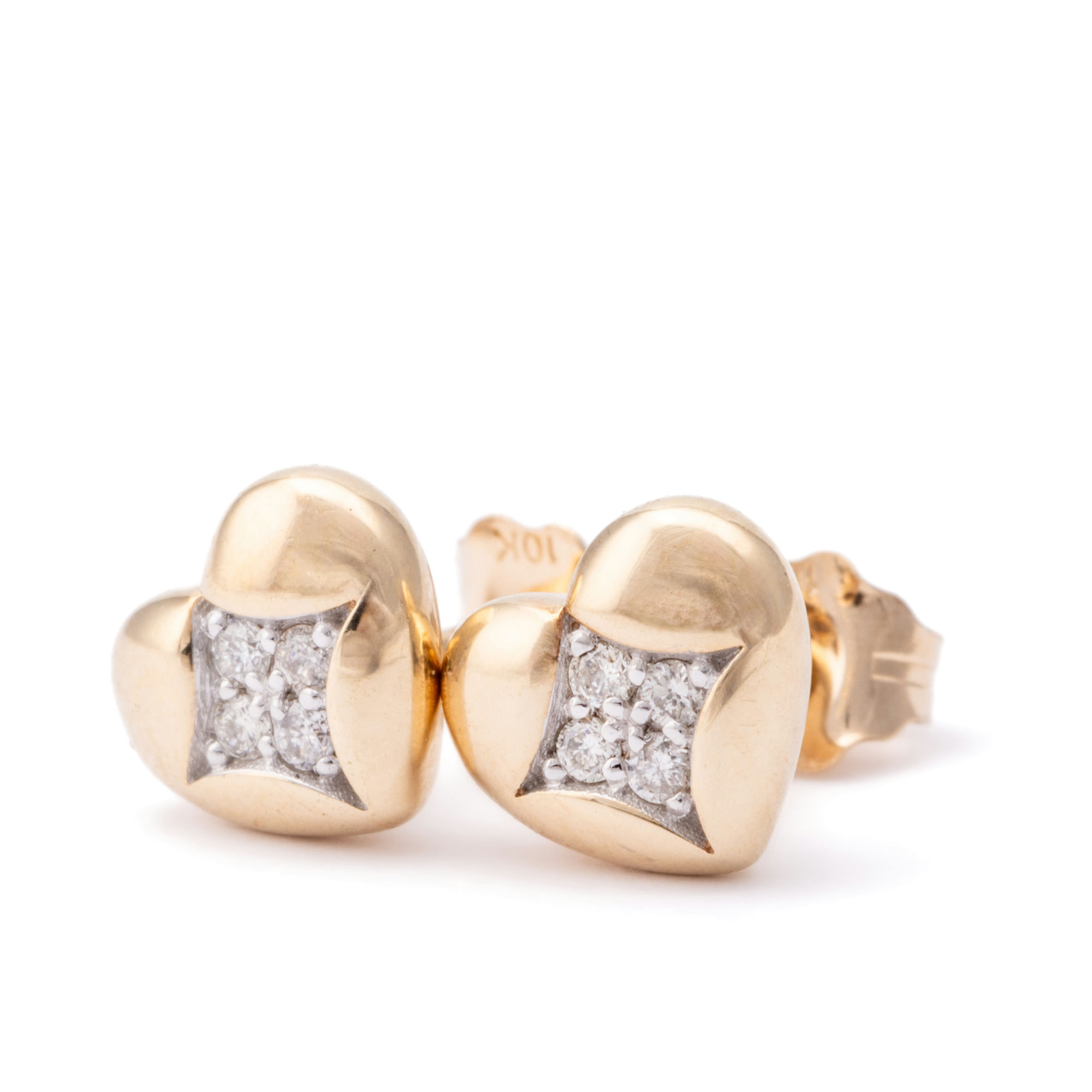 Diamond Heart Studs 9ct Gold,