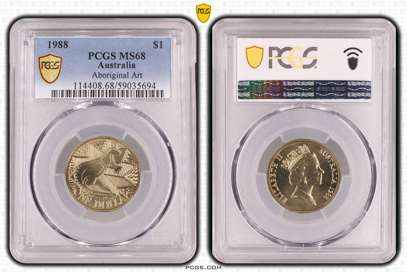 Aboriginal Art, One Dollar, 1988, PCGS MS68