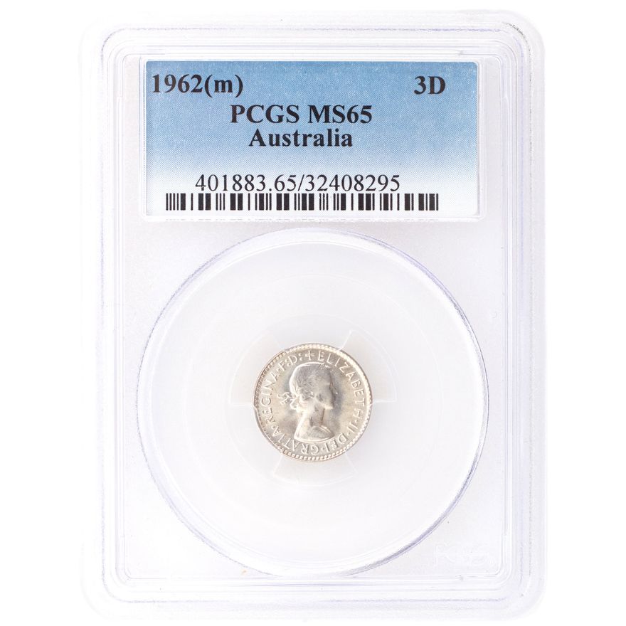 Elizabeth II, Threepence, 1962, PCGS MS 65