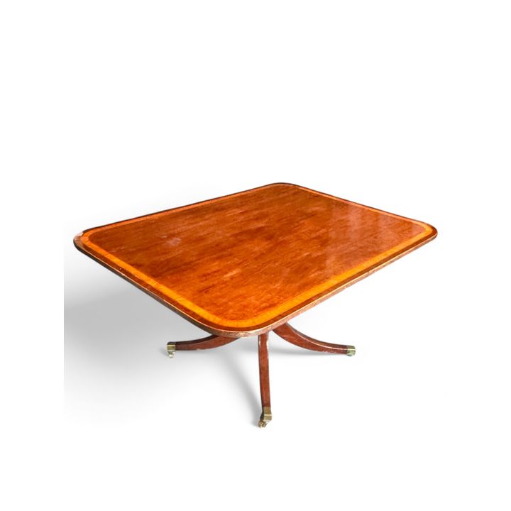 A late George III mahogany and satinwood breakfast table
