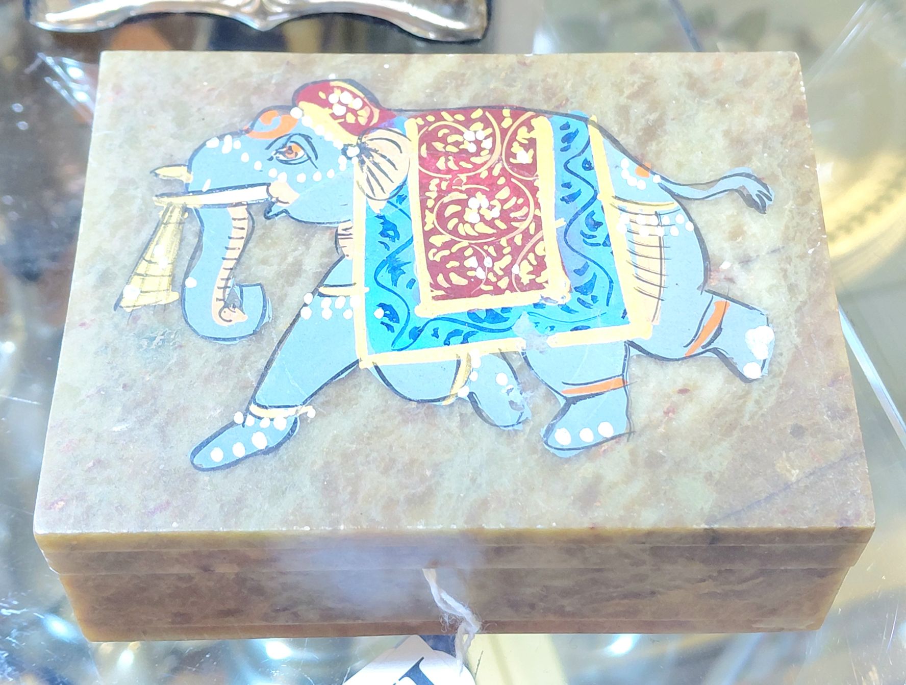 Stone Elephant Trinket Box