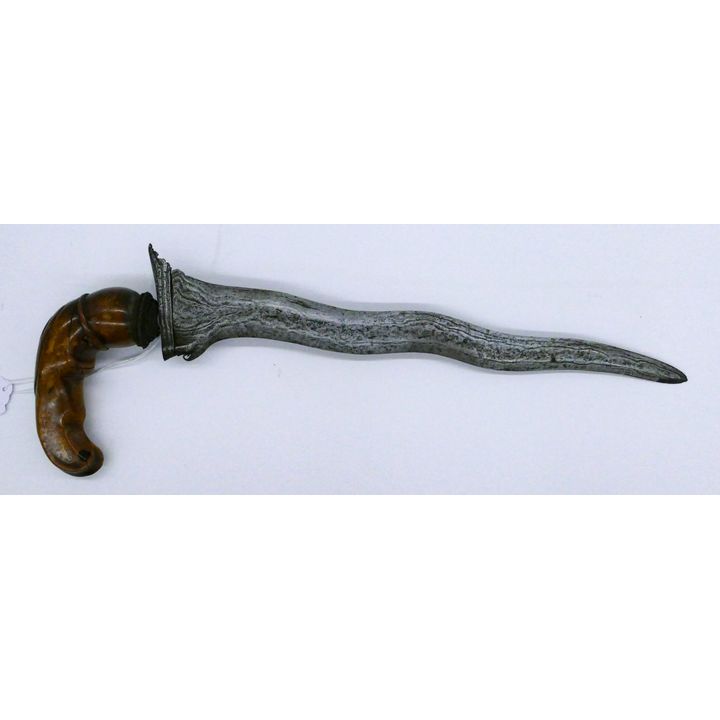 Old Indonesian Kris Dagger 15.5'' - Broken scabbard
