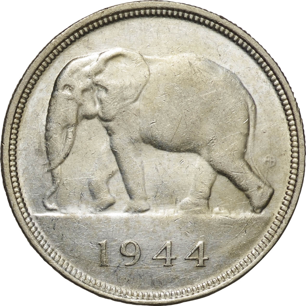 １９４３　ベルギー領コンゴ　２フラン硬貨