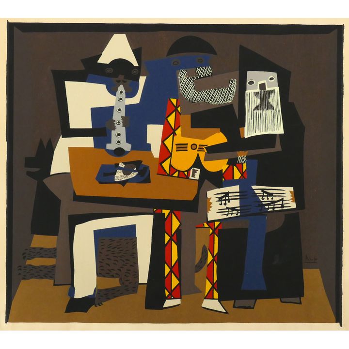 Vintage Pablo Picasso 'Three Musicians' Lithograph.
