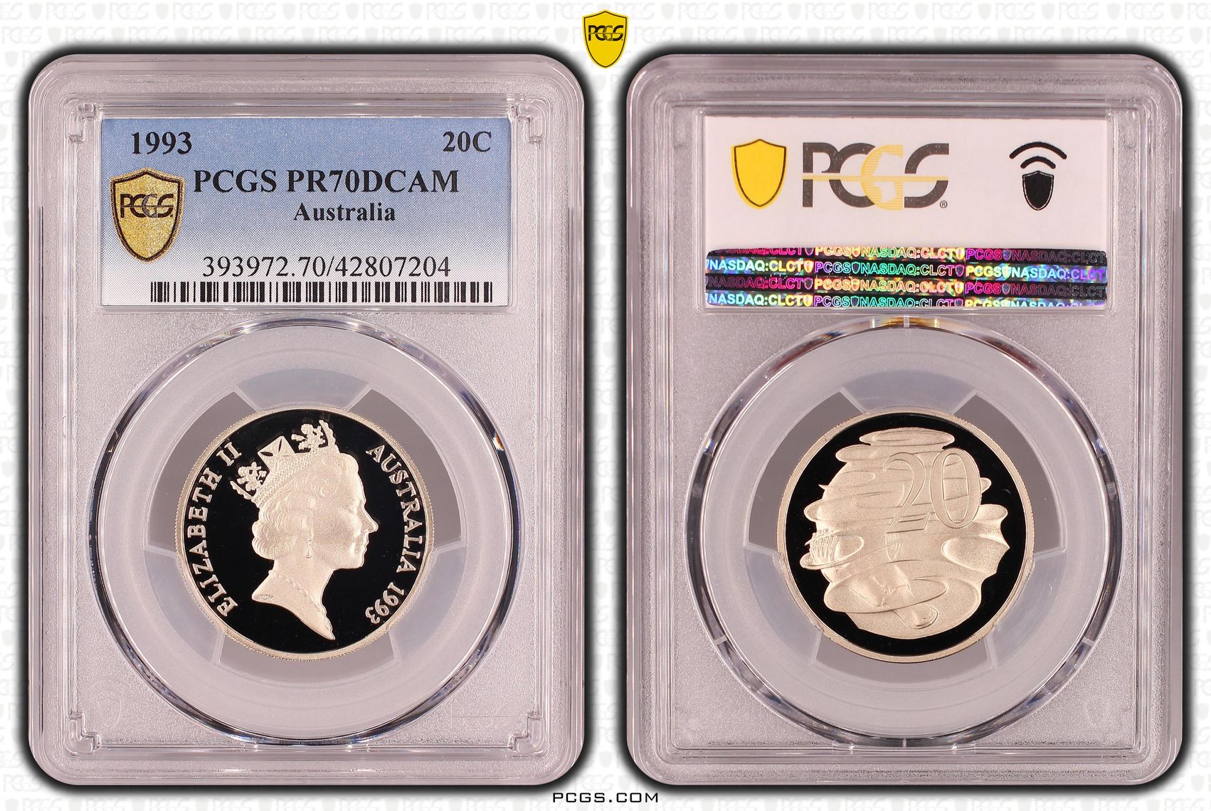Elizabeth II, Twenty Cent, PR70DCAM , 1993 PCGS POP - 15/0