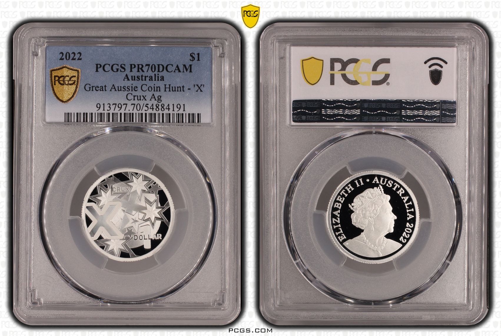 Great Aussie Coin Hunt - 'X', POP 5/0, One Dollar, 2022, PCGS PR70DCAM