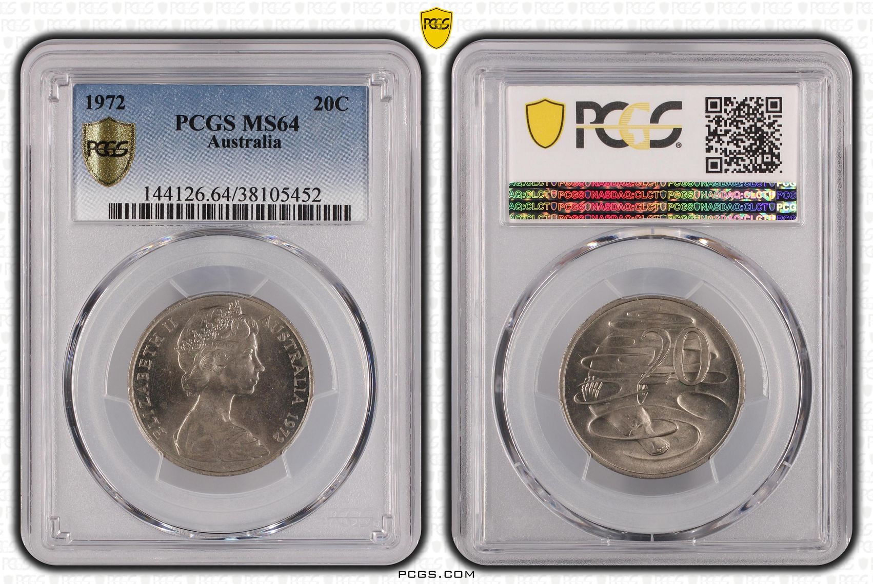 Elizabeth II, Twenty Cent, 1972, PCGS MS64