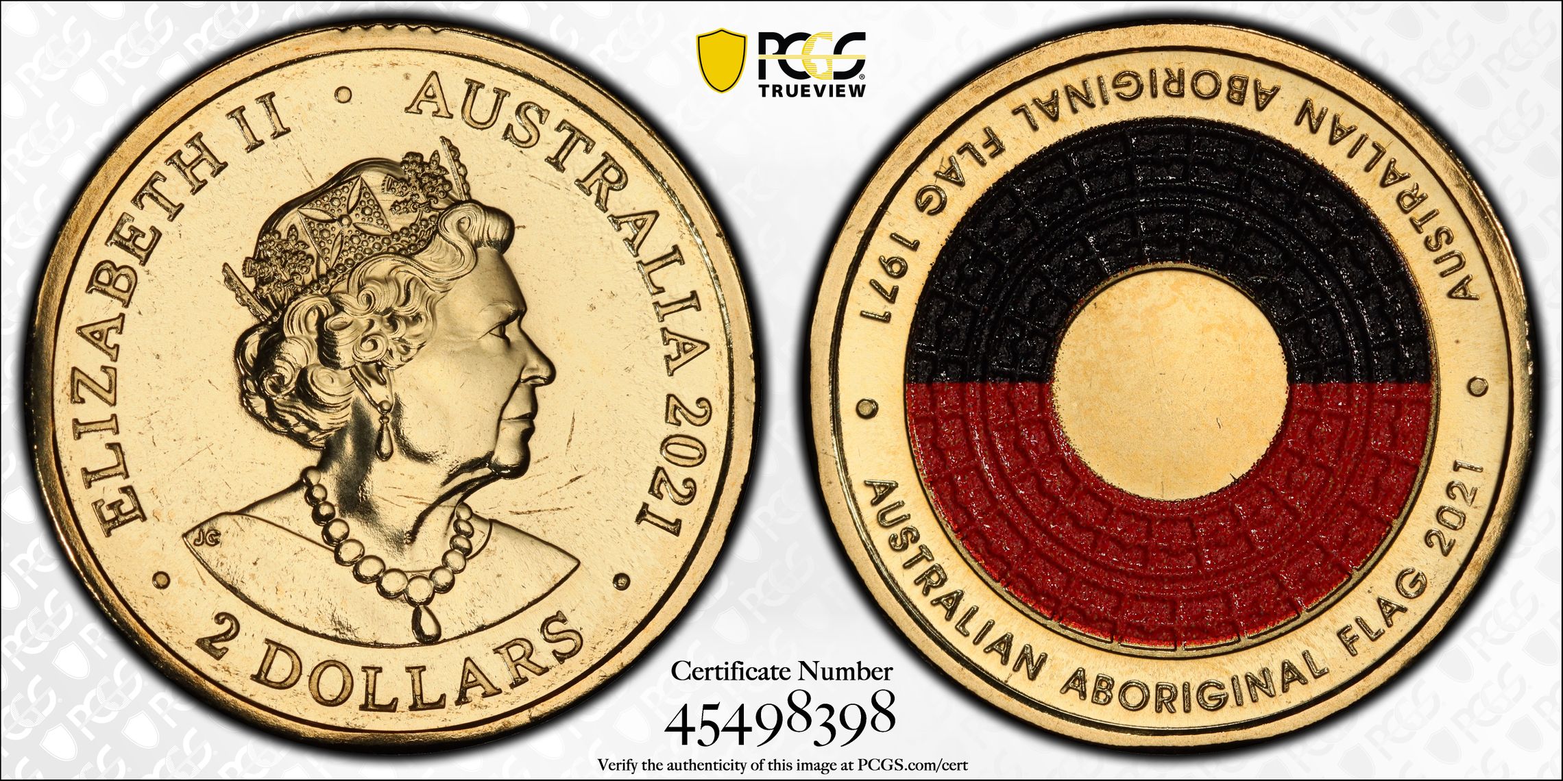 50th Ann Aboriginal Flag, Two Dollar, 2021, PCGS MS67