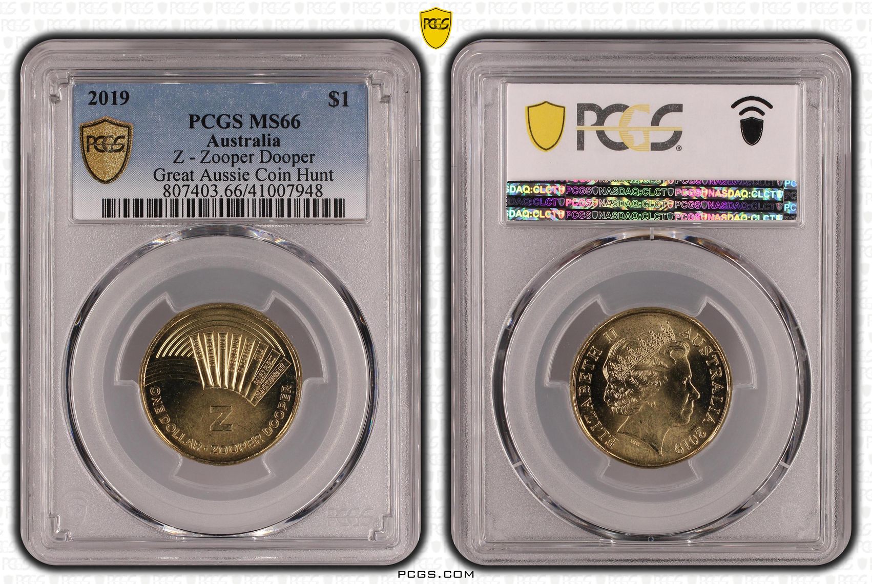 2019 Australia One Dollar, $1 Z - Zooper Dooper Great Aussie Coin Hunt PCGS - MS66 -948