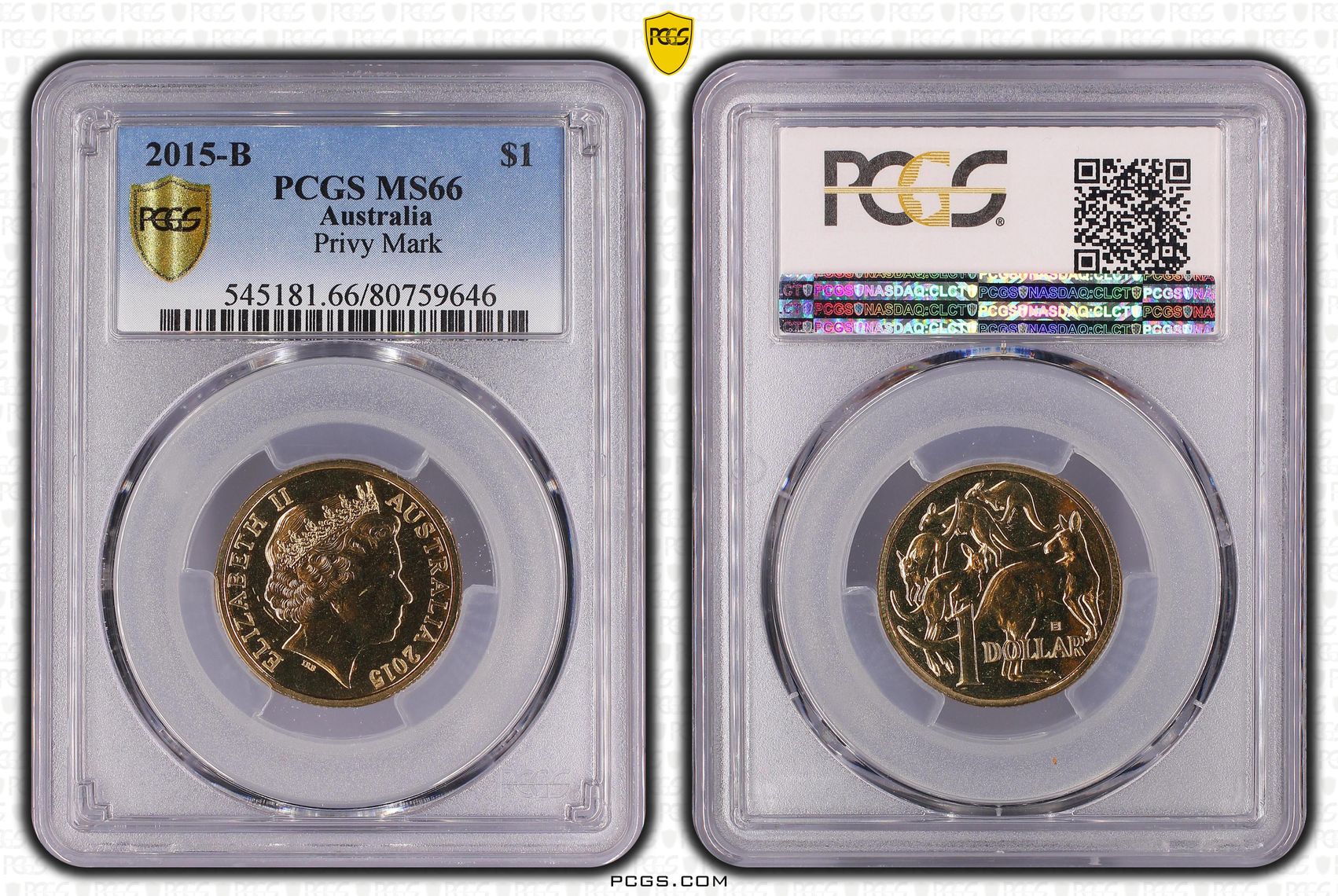 2015-B Australia One Dollar, $1 Privy Mark PCGS - MS66 -646
