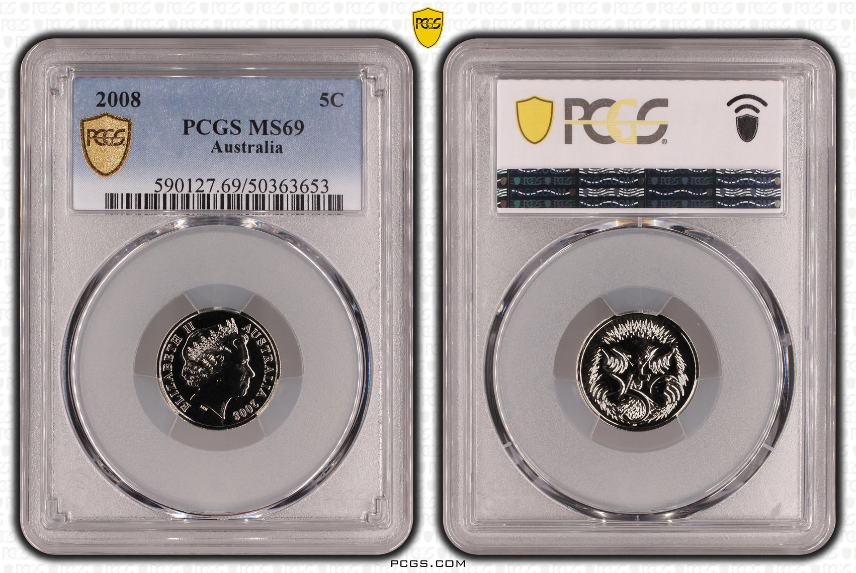 Five Cent, 2008, PCGS MS69