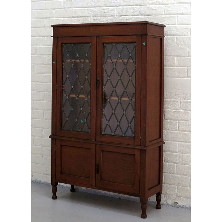 OAK LEAD GLAZED DISPLAY CABINET