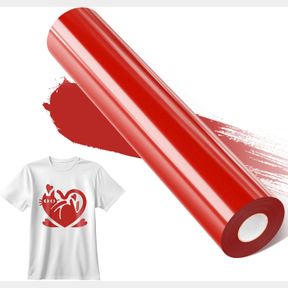 JAVIGA HEAT TRANSFER VINYL, RED HTV, 12" X 25FT RED IRON ON VINYL ROLL COMPATIBLE WITH CRICUT ALL CUTTING MACHINE & HEAT PRESS, RE