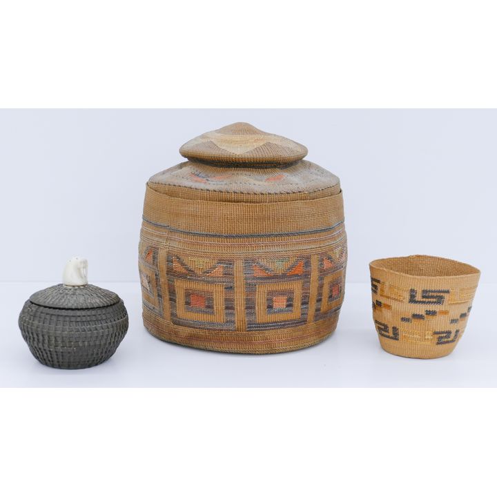 3pc Antique Tlingit and Inuit Indian Baskets
