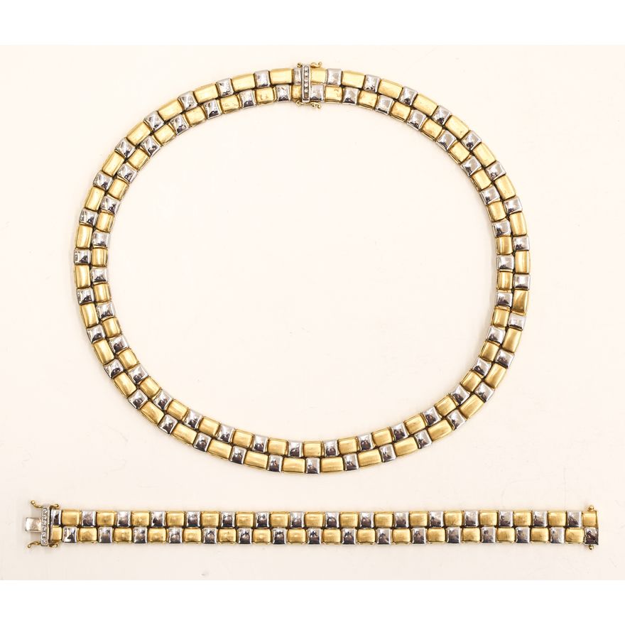 Italian Designer 18k Two-Tone Necklace & Bracelet