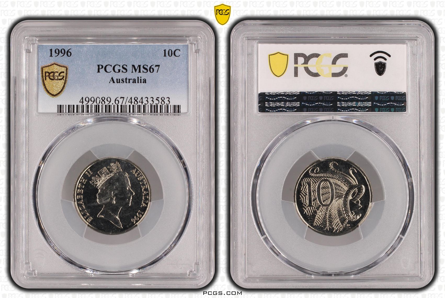 Elizabeth II, Ten Cent, 1996, PCGS MS67