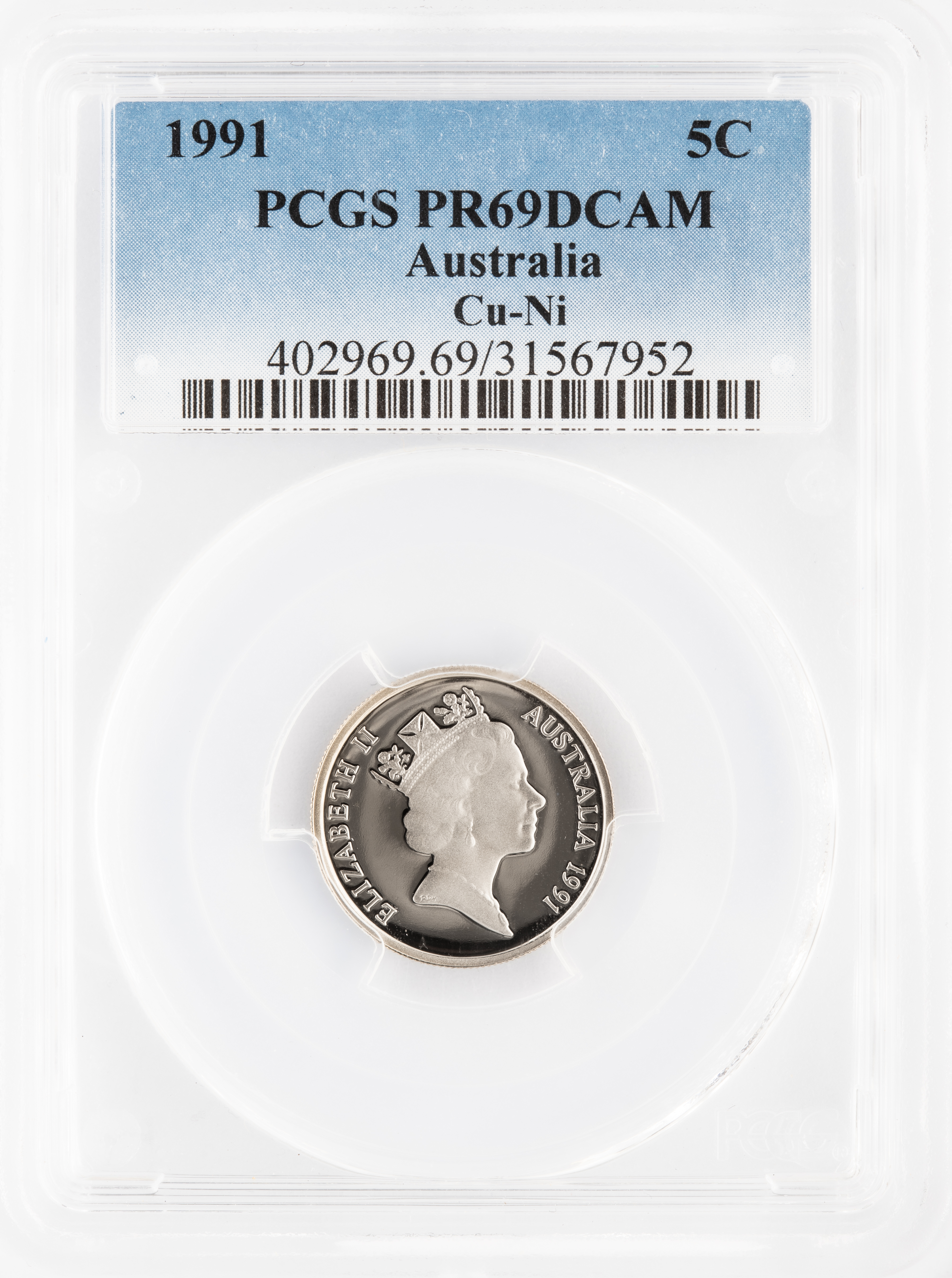 Five Cent, 1991, PCGS PR69DCAM