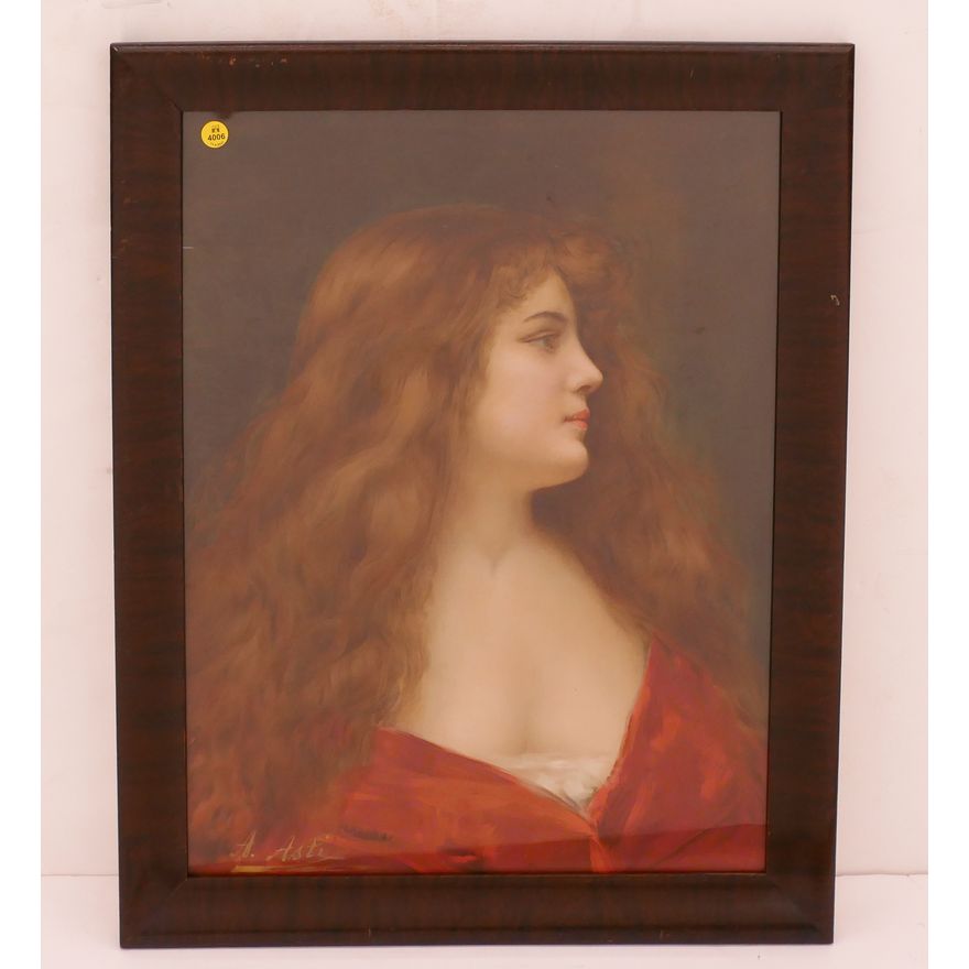 Antique ''Rosalind'' Chromolithograph by Angelo Asti (c.1900). Framed Measurements 27x21''